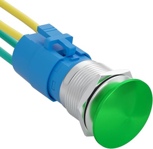 APIELE 22mm 10A Mushroom Head Momentary Push Button Switch IP65 Waterproof DPST 2NO Push Button 12V 24V 36V DC 110V 250V AC 10A (Green, 22MM) in Kuwait