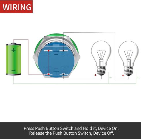 APIELE 22mm 10A Mushroom Head Momentary Push Button Switch IP65 Waterproof DPST 2NO Push Button 12V 24V 36V DC 110V 250V AC 10A (Green, 22MM) in Kuwait