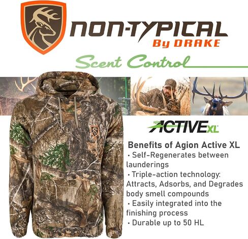 Drake Waterfowl Men's Midweight Storm Front Hunting Camouflage Pattern Warm 4-Way Stretch Fleece Hoodie with Agion Active XL in Saudi Arabia
