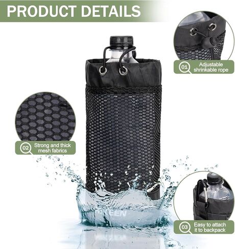 حامل زجاجة مياه على الظهر من Hikeen X-PAC، جراب زجاجة مياه قابل للطي مع رباط مفتوح، حامل زجاجة مياه شبكي خفيف الوزن مقاوم للاهتراء مع حلقة تسلق للسفر والمشي لمسافات طويلة والأنشطة الخارجية in Kuwait