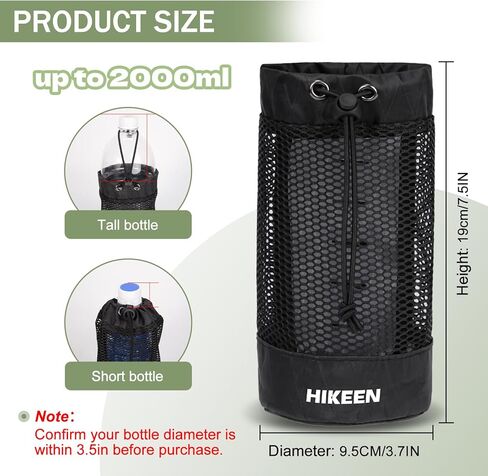 حامل زجاجة مياه على الظهر من Hikeen X-PAC، جراب زجاجة مياه قابل للطي مع رباط مفتوح، حامل زجاجة مياه شبكي خفيف الوزن مقاوم للاهتراء مع حلقة تسلق للسفر والمشي لمسافات طويلة والأنشطة الخارجية in Kuwait