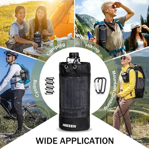 حامل زجاجة مياه على الظهر من Hikeen X-PAC، جراب زجاجة مياه قابل للطي مع رباط مفتوح، حامل زجاجة مياه شبكي خفيف الوزن مقاوم للاهتراء مع حلقة تسلق للسفر والمشي لمسافات طويلة والأنشطة الخارجية in Kuwait