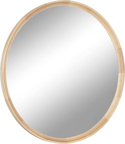 Kate and Laurel Hatherleigh Modern Farmhouse Round Wooden Wall Mirror, 34 Inch Diameter, Rustic Brown, Decorative Wood Circle Mirror for Use in Bathroom, Entryway, or Bedroom in Saudi Arabia