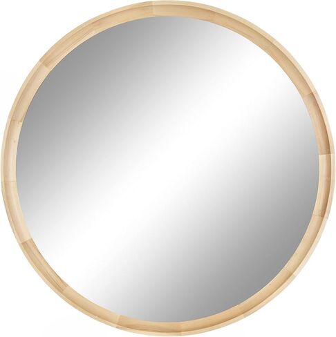 Kate and Laurel Hatherleigh Modern Farmhouse Round Wooden Wall Mirror, 34 Inch Diameter, Rustic Brown, Decorative Wood Circle Mirror for Use in Bathroom, Entryway, or Bedroom in Saudi Arabia