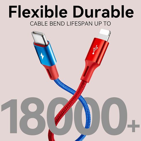 كابل شحن USB متعدد 4A، سلك شحن مجدول 4 في 1، سلك شاحن متعدد، كابل USB متعدد مع محول منافذ IP/USB C/Micro للهواتف المحمولة/الأجهزة اللوحية/سامسونج/بيكسل/PS/LG والمزيد (2 حزمة/4 أقدام ) in Saudi Arabia