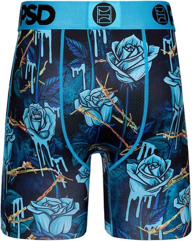 PSD Men's Floral Print Boxer Briefs - 7 Inch Inseam Breathable and Supportive Men's Underwear with Moisture-Wicking Fabric in Saudi Arabia