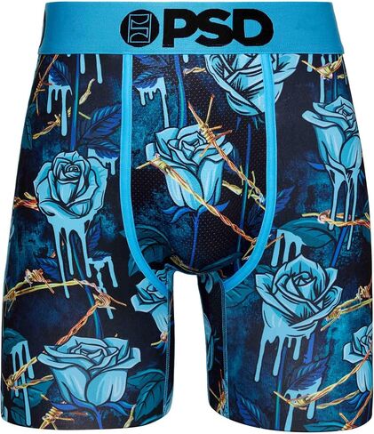 PSD Men's Floral Print Boxer Briefs - 7 Inch Inseam Breathable and Supportive Men's Underwear with Moisture-Wicking Fabric in Saudi Arabia