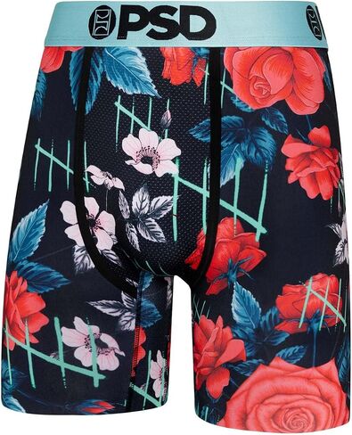PSD Men's Floral Print Boxer Briefs - 7 Inch Inseam Breathable and Supportive Men's Underwear with Moisture-Wicking Fabric in Saudi Arabia