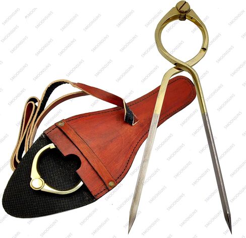 5MoonSun5's Vintage Navigation Straight Pattern Artist Divider Solid Brass Drawing Tool Professional 8" Long Divider Marine Navigation Compass with Handmade Leather case (8 inch Brass tip) in Kuwait