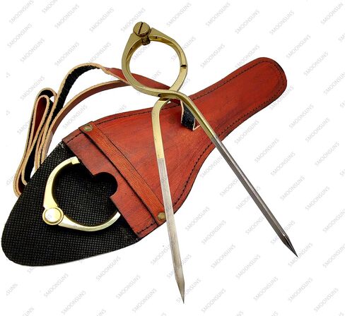 5MoonSun5's Vintage Navigation Straight Pattern Artist Divider Solid Brass Drawing Tool Professional 8" Long Divider Marine Navigation Compass with Handmade Leather case (8 inch Brass tip) in Kuwait