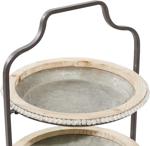 Deco 79 Metal Beaded 3 Tiered Tiered Server, 16" x 15" x 29", Gray in Saudi Arabia