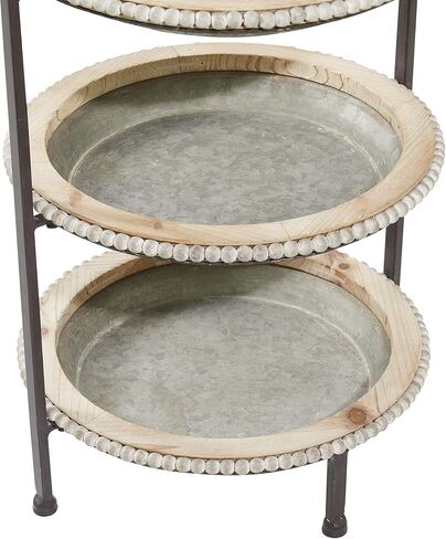 Deco 79 Metal Beaded 3 Tiered Tiered Server, 16" x 15" x 29", Gray in Saudi Arabia