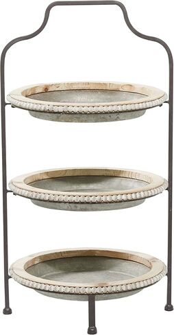 Deco 79 Metal Beaded 3 Tiered Tiered Server, 16" x 15" x 29", Gray in Saudi Arabia
