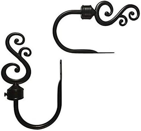 حوامل ستائر للجدار (يمكن أن تُعرف أيضًا باسم خطافات ستائر الحائط أو حوامل الستائر أو خطافات ربط الستائر أو خطافات الستائر للستائر أو ستائر الستائر) (مجموعة من 4 (زوجين) أسود) in Kuwait