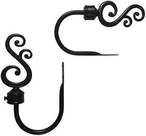 حوامل ستائر للجدار (يمكن أن تُعرف أيضًا باسم خطافات ستائر الحائط أو حوامل الستائر أو خطافات ربط الستائر أو خطافات الستائر للستائر أو ستائر الستائر) (مجموعة من 4 (زوجين) أسود) in Kuwait