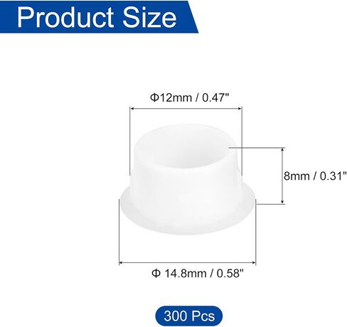uxcell 300Pcs Screw Hole Plugs, 12mm(1/2") Dia Plastic Round Button Plugs Snap in Locking Hole Covers Flush Type Caps for Furniture Cabinet, White in Saudi Arabia