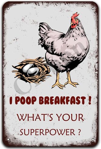 I Poop Breakfast What'S Your Superpower 20X30 CM Iron Retro Look Decoration Art Sign for Home Kitchen Bathroom Farm Garden Garage Inspirational Quotes Wall Decor in Saudi Arabia