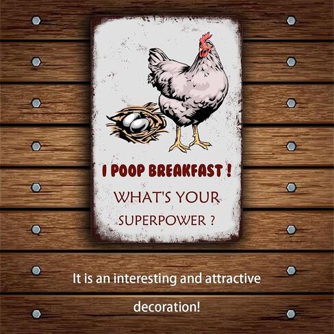 I Poop Breakfast What'S Your Superpower 20X30 CM Iron Retro Look Decoration Art Sign for Home Kitchen Bathroom Farm Garden Garage Inspirational Quotes Wall Decor in Saudi Arabia
