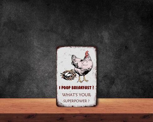 I Poop Breakfast What'S Your Superpower 20X30 CM Iron Retro Look Decoration Art Sign for Home Kitchen Bathroom Farm Garden Garage Inspirational Quotes Wall Decor in Saudi Arabia