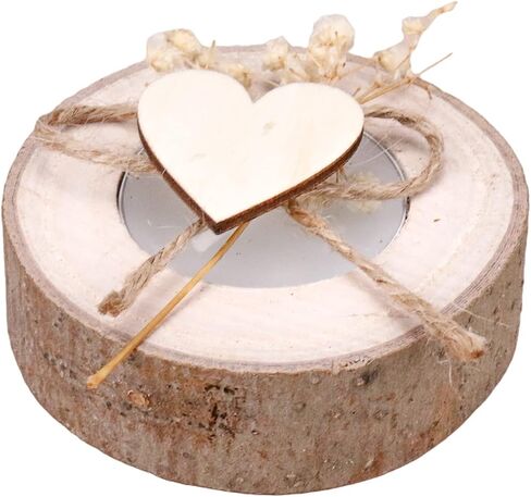 Wooden Tea Light Candle Holder Scented Log Candle Tealight Holders Bark Wooden Pillar Tree Stump Tea Light Succulent Plant Holder for Table Mother’s Day Home Decoration (White 3W*1H in) in Saudi Arabia