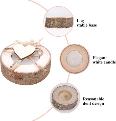 Wooden Tea Light Candle Holder Scented Log Candle Tealight Holders Bark Wooden Pillar Tree Stump Tea Light Succulent Plant Holder for Table Mother’s Day Home Decoration (White 3W*1H in) in Saudi Arabia