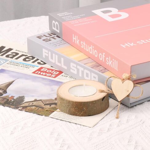 Wooden Tea Light Candle Holder Scented Log Candle Tealight Holders Bark Wooden Pillar Tree Stump Tea Light Succulent Plant Holder for Table Mother’s Day Home Decoration (White 3W*1H in) in Saudi Arabia