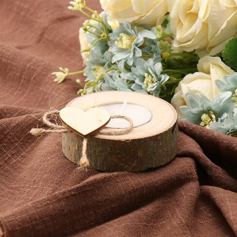 Wooden Tea Light Candle Holder Scented Log Candle Tealight Holders Bark Wooden Pillar Tree Stump Tea Light Succulent Plant Holder for Table Mother’s Day Home Decoration (White 3W*1H in) in Saudi Arabia