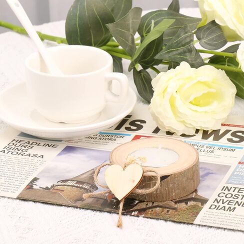 Wooden Tea Light Candle Holder Scented Log Candle Tealight Holders Bark Wooden Pillar Tree Stump Tea Light Succulent Plant Holder for Table Mother’s Day Home Decoration (White 3W*1H in) in Saudi Arabia