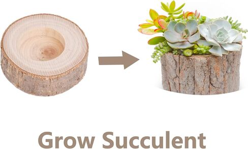 Wooden Tea Light Candle Holder Scented Log Candle Tealight Holders Bark Wooden Pillar Tree Stump Tea Light Succulent Plant Holder for Table Mother’s Day Home Decoration (White 3W*1H in) in Saudi Arabia