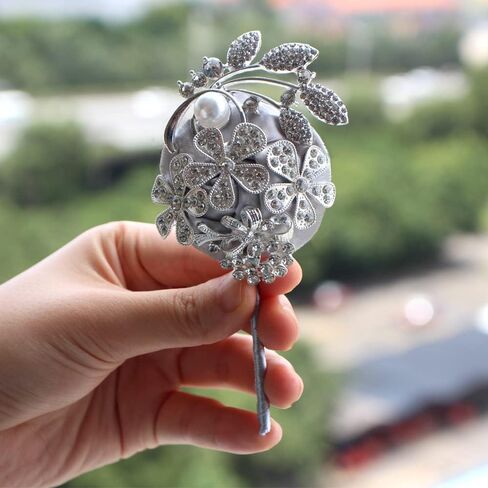 WANLIAN Wrist Corsage with Peal and Rhinestone Corsage and Boutonniere Set for Wedding,Prom,Party (Silver Gray，2 Pieces) in Saudi Arabia