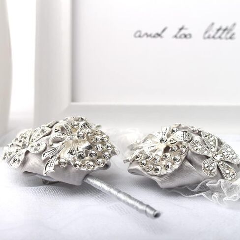 WANLIAN Wrist Corsage with Peal and Rhinestone Corsage and Boutonniere Set for Wedding,Prom,Party (Silver Gray，2 Pieces) in Saudi Arabia