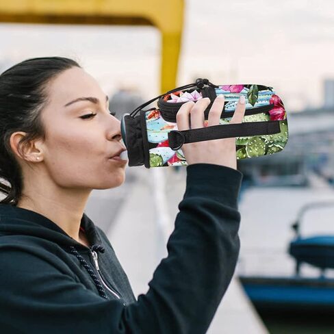 Water Bottle Carrier Bag Holder 25oz 32oz 40oz 64oz Insulated Crossbody Water Bottle Sling Sleeve Case Cover with Strap Pockets for Men Women School Walking Hiking Running (25oz, cactus) in Kuwait