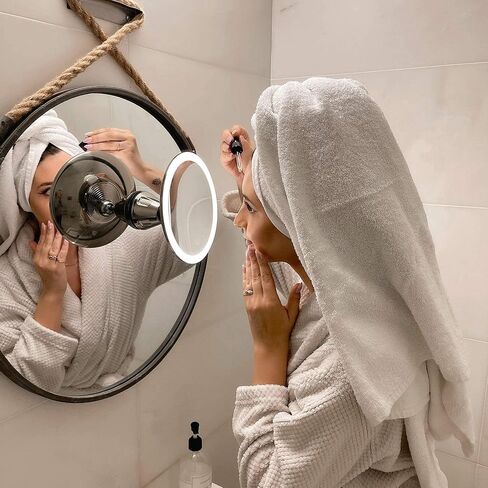 مرآة مكياج مكبرة بإضاءة LED 10 مرات من Fancii، قابلة لإعادة الشحن - 3 إعدادات إضاءة ثلاثية الألوان قابلة للتعتيم، مرآة زينة بالشفط، لمسة نهائية معدنية، مرآة حمام للسفر بدون سلك - لانا (كروم) in Kuwait