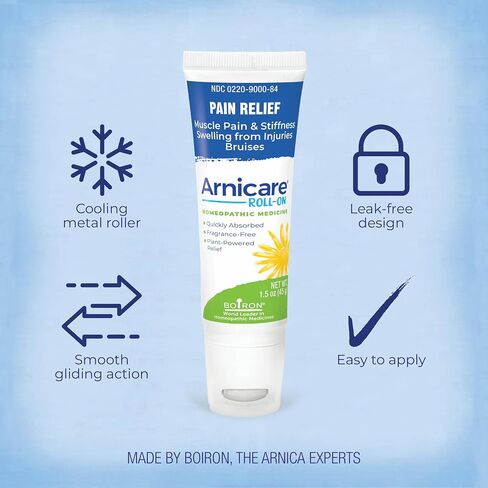 BOIRON Arnicare Roll-On لتخفيف آلام المفاصل وآلام العضلات وألم العضلات والتورم الناتج عن الكدمات أو الإصابات - أسطوانة معدنية تبريد وخالية من العطور - 3 أونصة (عبوتان بحجم 1.5 أونصة) in Saudi Arabia