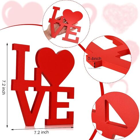 Valentines Love Signs for Home Decor Wood Love Decor Rustic Word Art Sculpture Freestanding Decorative Wooden Letters Tabletop Block Sign Home Wedding Indoor Decoration (Red, Pure Color) in Saudi Arabia