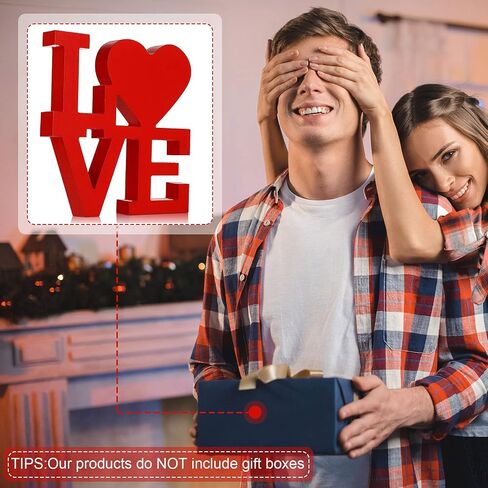 Valentines Love Signs for Home Decor Wood Love Decor Rustic Word Art Sculpture Freestanding Decorative Wooden Letters Tabletop Block Sign Home Wedding Indoor Decoration (Red, Pure Color) in Saudi Arabia