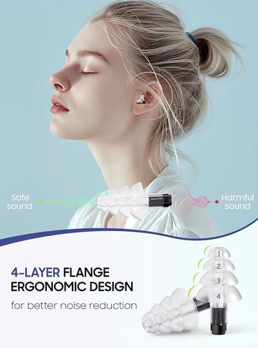 سدادات أذن لتخفيف ضغط الأذن بالطائرة، زوجان من سدادات الأذن السيليكون الناعمة القابلة لإعادة الاستخدام للبالغين 26 ديسيبل، مع سلك موصل من السيليكون، أساسيات السفر للطيران، سدادات حماية الأذن للطائرة in Kuwait