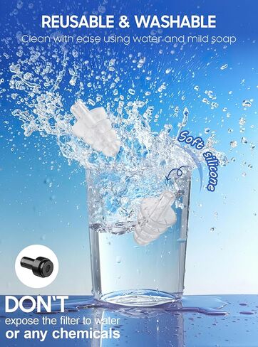 سدادات أذن لتخفيف ضغط الأذن بالطائرة، زوجان من سدادات الأذن السيليكون الناعمة القابلة لإعادة الاستخدام للبالغين 26 ديسيبل، مع سلك موصل من السيليكون، أساسيات السفر للطيران، سدادات حماية الأذن للطائرة in Kuwait