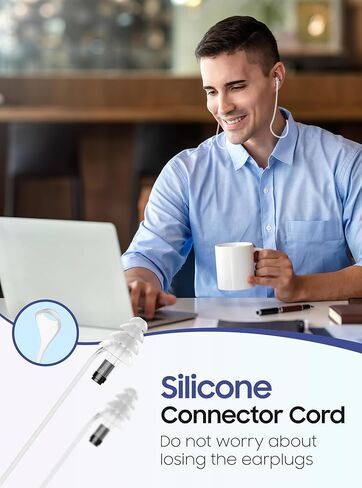 سدادات أذن لتخفيف ضغط الأذن بالطائرة، زوجان من سدادات الأذن السيليكون الناعمة القابلة لإعادة الاستخدام للبالغين 26 ديسيبل، مع سلك موصل من السيليكون، أساسيات السفر للطيران، سدادات حماية الأذن للطائرة in Kuwait