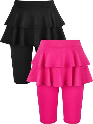 Resinta Girls Knee-Length Leggings with Skirt Kids Summer Ruffle Skirt Pants Stretchy Athletic Pants for 4-12 Years in Saudi Arabia