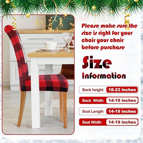 6 قطع من أغطية كراسي تناول الطعام في عيد الميلاد من موكيرين، غطاء مقعد المهد منقوش بوفالو قابل للتمدد وقابل للغسل وقابل للغسل، واقي كرسي لعيد الميلاد وحفلات الطعام وغرفة الطعام ديكور المنزل in Kuwait