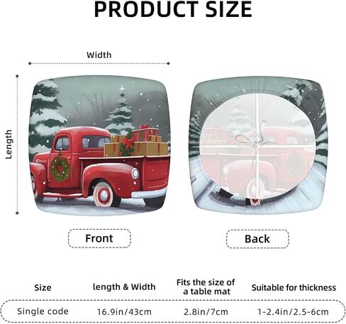 Christmas Red Truck Dining Square Chair Seat Covers 16.9 in Four Pieces, Stretch Fitted Couch Cushion Cover Replacement Removable, Chair Slipcovers for Home Holiday Decoration in Saudi Arabia
