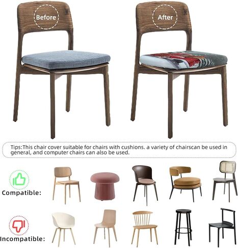 Christmas Red Truck Dining Square Chair Seat Covers 16.9 in Four Pieces, Stretch Fitted Couch Cushion Cover Replacement Removable, Chair Slipcovers for Home Holiday Decoration in Saudi Arabia