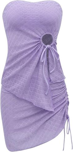 Milumia Women's 3 Piece Ring Linked Drawstring Bandeau Bikini Swimsuits with Cover Up Skirt in Saudi Arabia