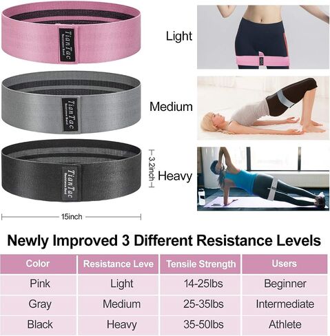 TianTac Booty Resistance Bands for Leg and Butt, Exercise Resistance Bands for Women/Men, Workout Resistance Bands Set Elastic Fabric Loop for Fitness in Saudi Arabia