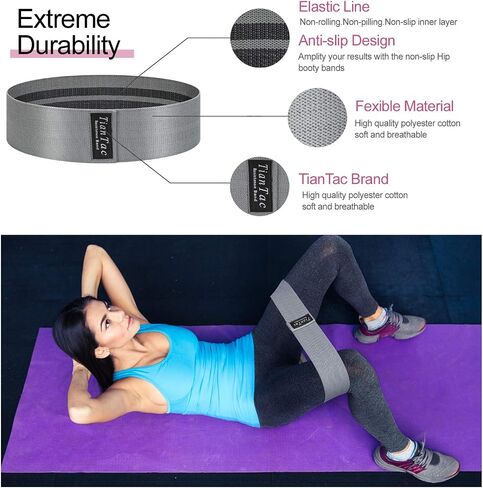 TianTac Booty Resistance Bands for Leg and Butt, Exercise Resistance Bands for Women/Men, Workout Resistance Bands Set Elastic Fabric Loop for Fitness in Saudi Arabia