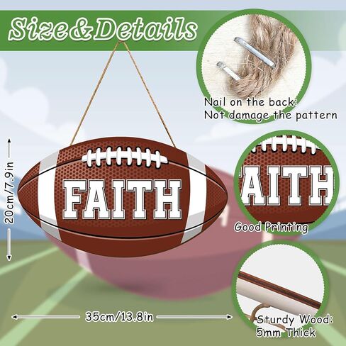 Whaline Fall Football علامة تعليق خشبية لخريف كرة القدم الإيمان جدار لوحة كرة القدم لعبة كرة القدم الرياضية ترحيب إكليل علامة الباب شماعات للمزرعة المنزل جدار نافذة الشرفة سطح الطاولة لوازم ديكور الحفلات in Saudi Arabia