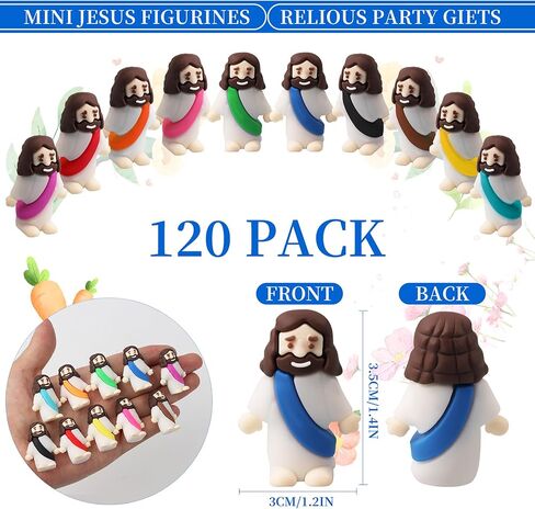 120 Packs Mini Jesus Figurines Easter Little Jesus Toys Mini Figurine Easter Decorations Figurines Party Favors Gift for Easter Church Hide Sunday School Baptism (Mix colors - 120PCS) in Saudi Arabia