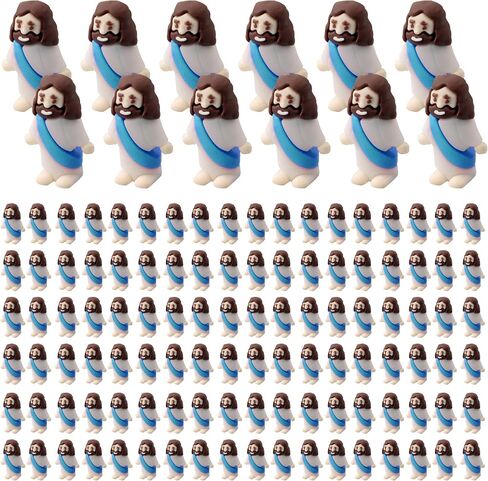 120 Packs Mini Jesus Figurines Easter Little Jesus Toys Mini Figurine Easter Decorations Figurines Party Favors Gift for Easter Church Hide Sunday School Baptism (Mix colors - 120PCS) in Saudi Arabia
