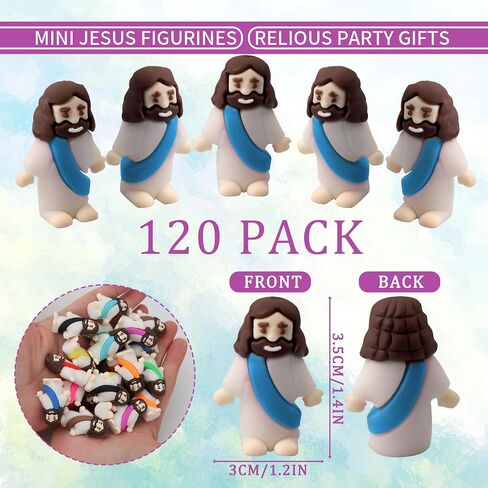 120 Packs Mini Jesus Figurines Easter Little Jesus Toys Mini Figurine Easter Decorations Figurines Party Favors Gift for Easter Church Hide Sunday School Baptism (Mix colors - 120PCS) in Saudi Arabia